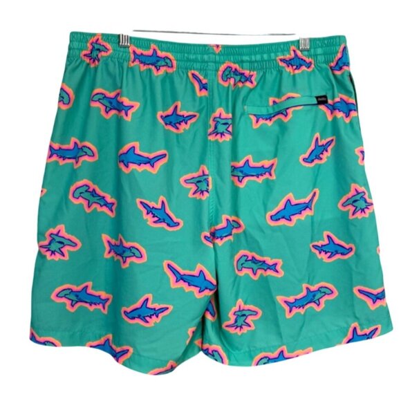 Chubbies 7" Swim Shorts Trucks Shark Print Green Mens XXL - Picture 2 of 6